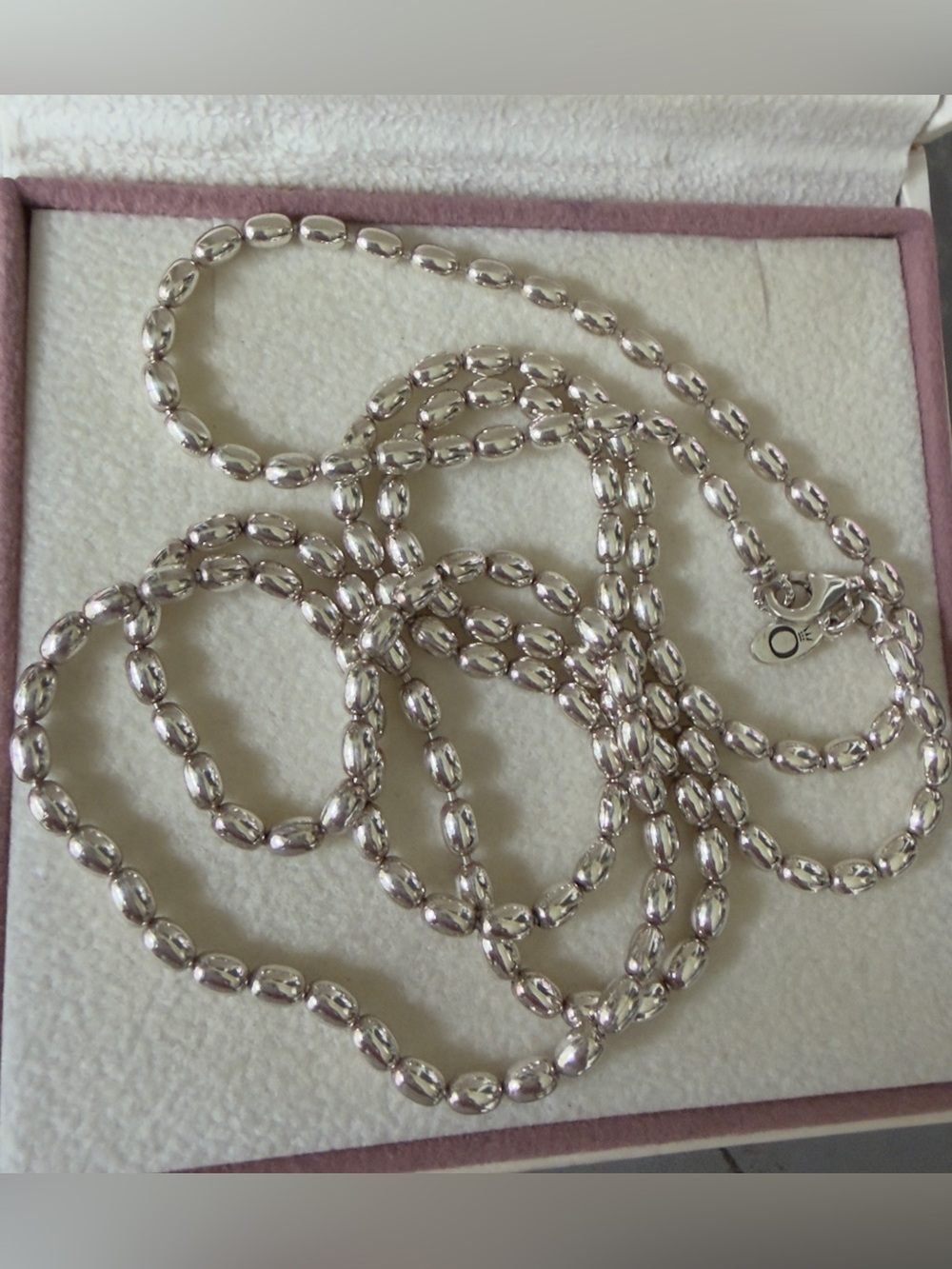 Genuine Pandora Rice Ball Beaded Chain Necklace   S925 ALE 80cm - Picture 2 of 6